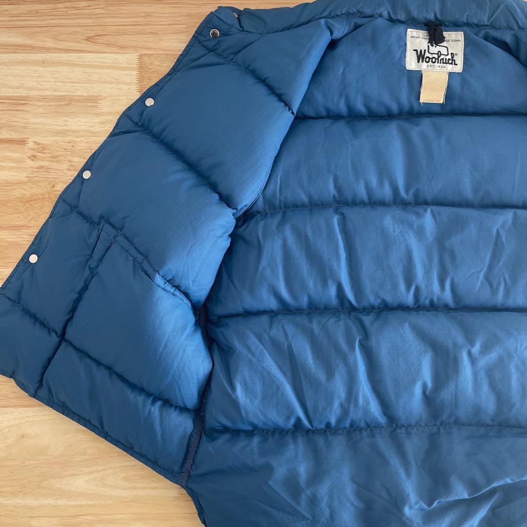 70's ウールリッチ　ダウンベスト　リップストップ　ブルー