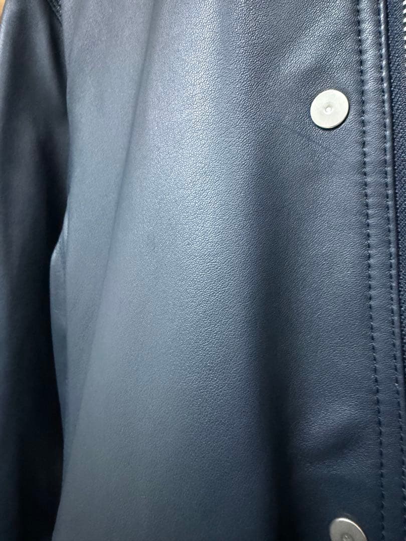 最終価格 【nonnative】レザージャケット スタンドカラー ネイビー