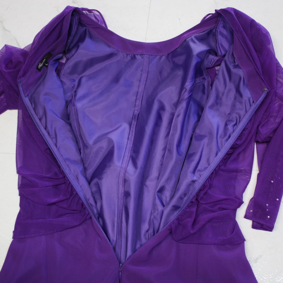 【美品 社交ダンス衣装】パープル elegance fashion ワンピース