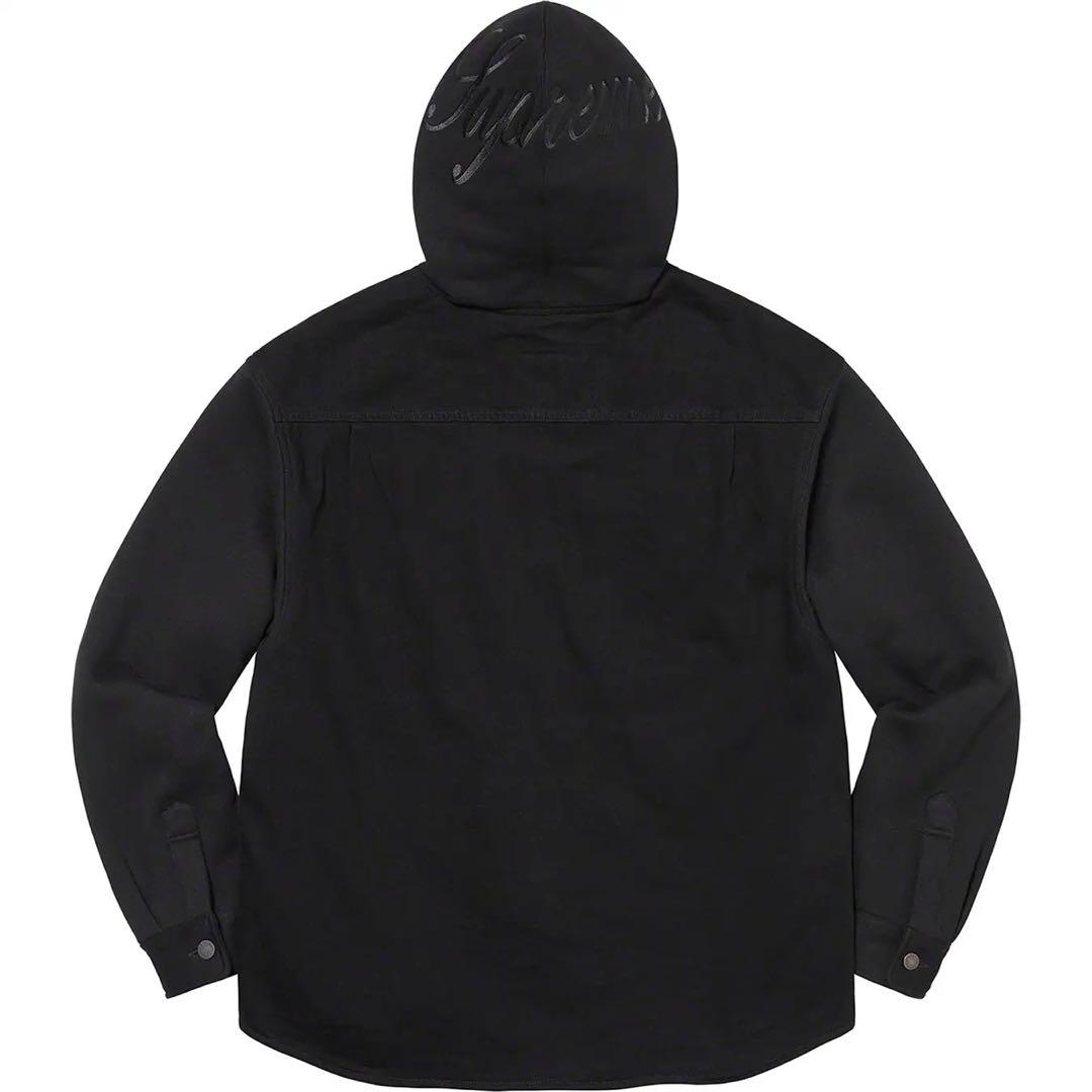 Supreme Fleece Hooded Denim Shirt ブラック L