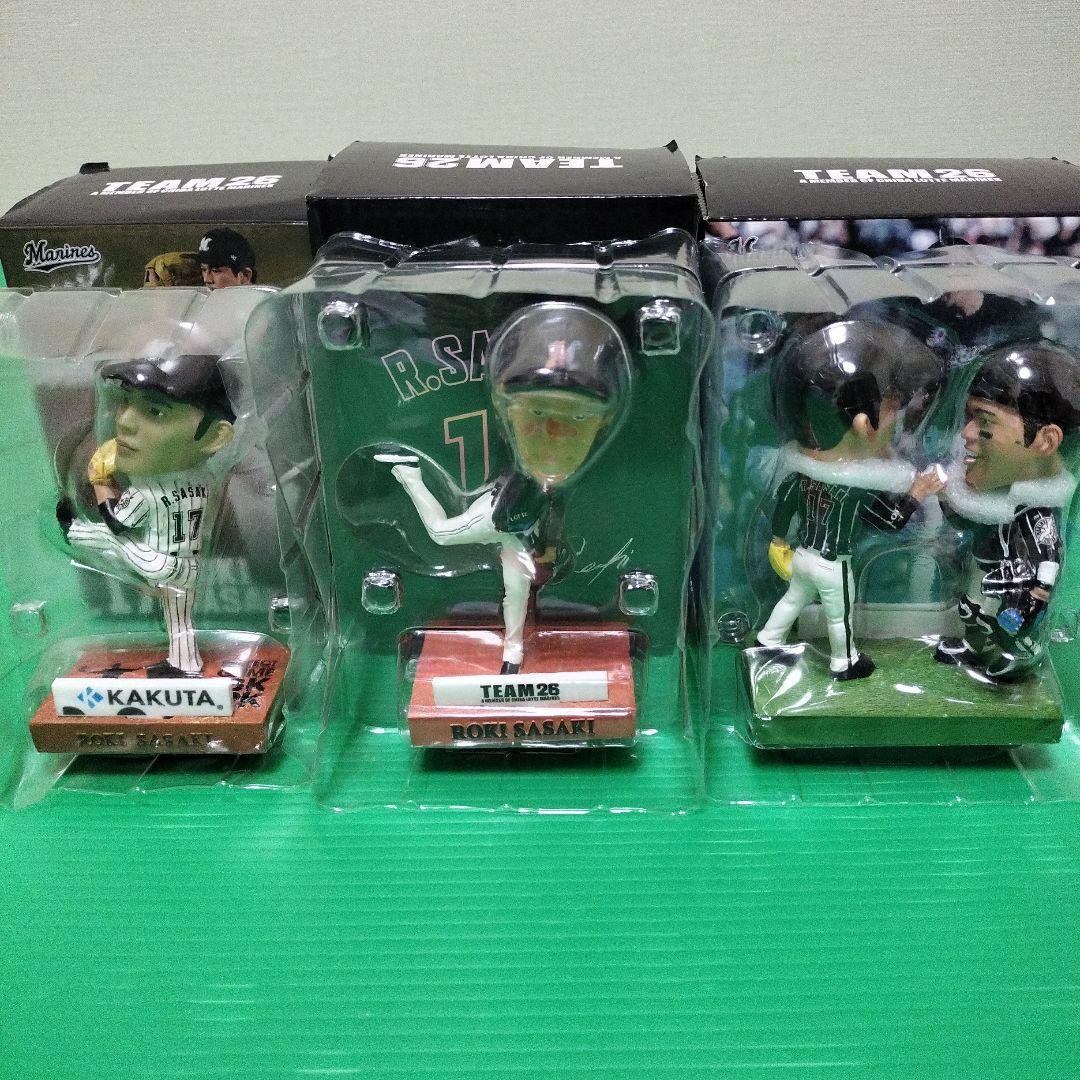 千葉ロッテマリーンズ　佐々木朗希選手　ボブルヘッド人形　3点セット