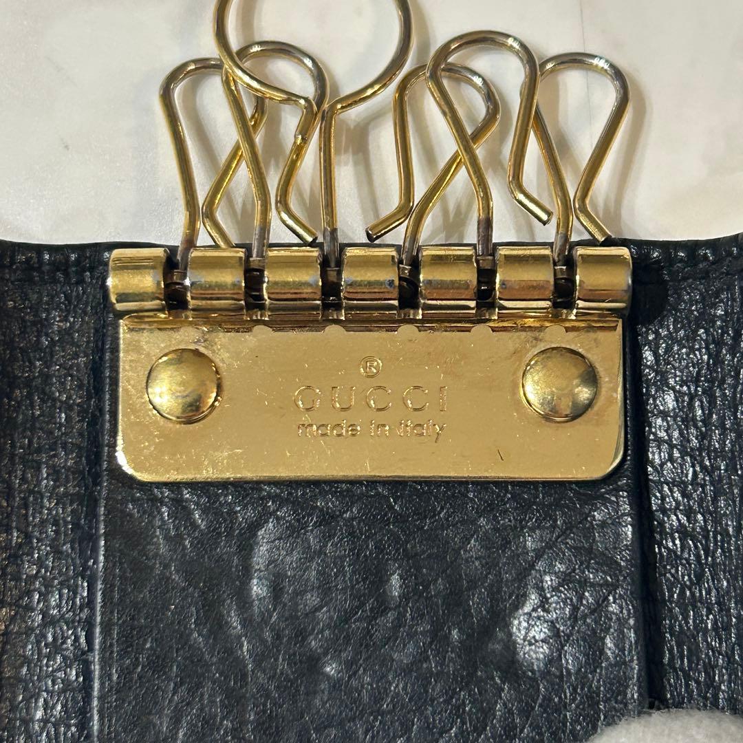 美品 グッチ キーケース マーモント ブラック レザー 6連 キーリング