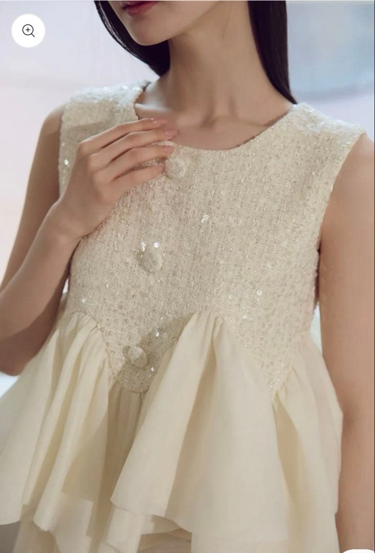 polaura ポローラ　スパークルツイードペプラムトップス