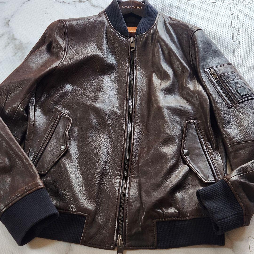 XL相当 HUGO BOSS レザージャケット フライトジャケット ラムレザー