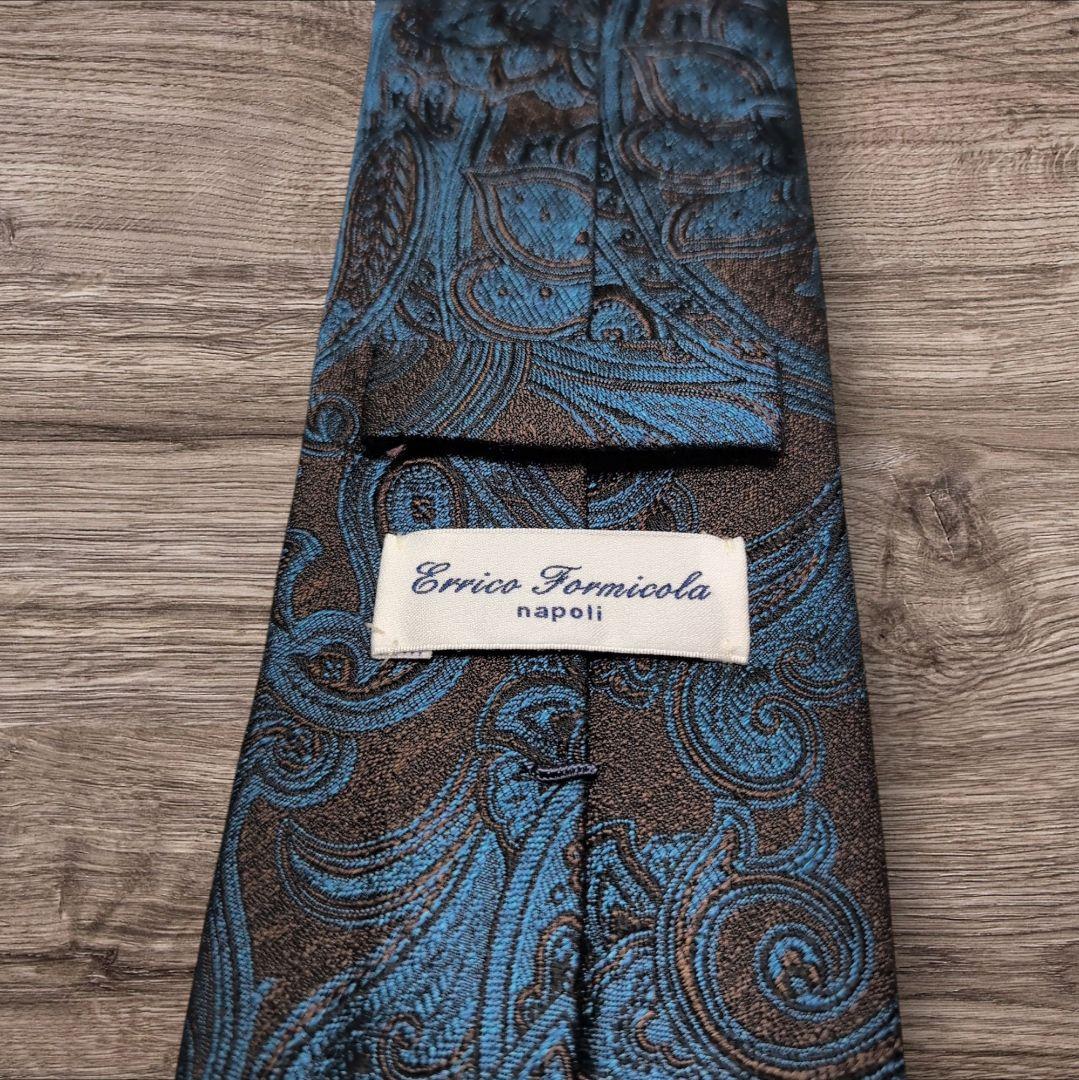 美品 Errico Formicola 高級シルク ネクタイ ペイズリー 伊製