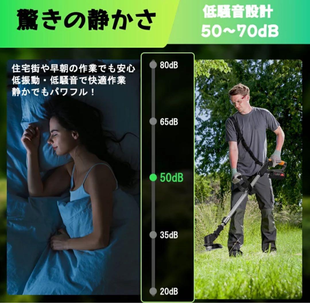 電動草刈り機 充電式 バッテリー2個付 軽量 伸縮式 草刈機21V 低騒音 枝切