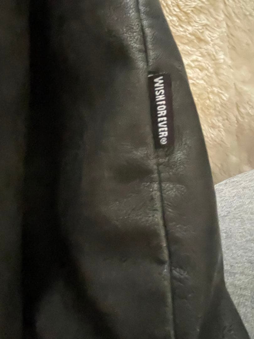 wish foreverブラックレザージャケット フード付き「ファー外せます」