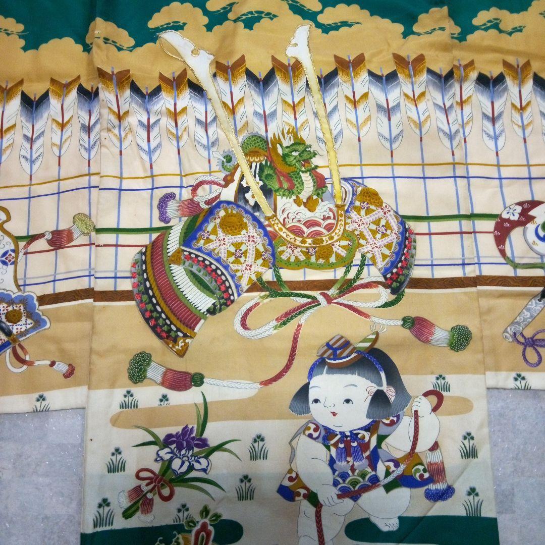 【七五三男の子3～5歳用】正絹着物（長襦袢付き）、ワンタッチ袴セット