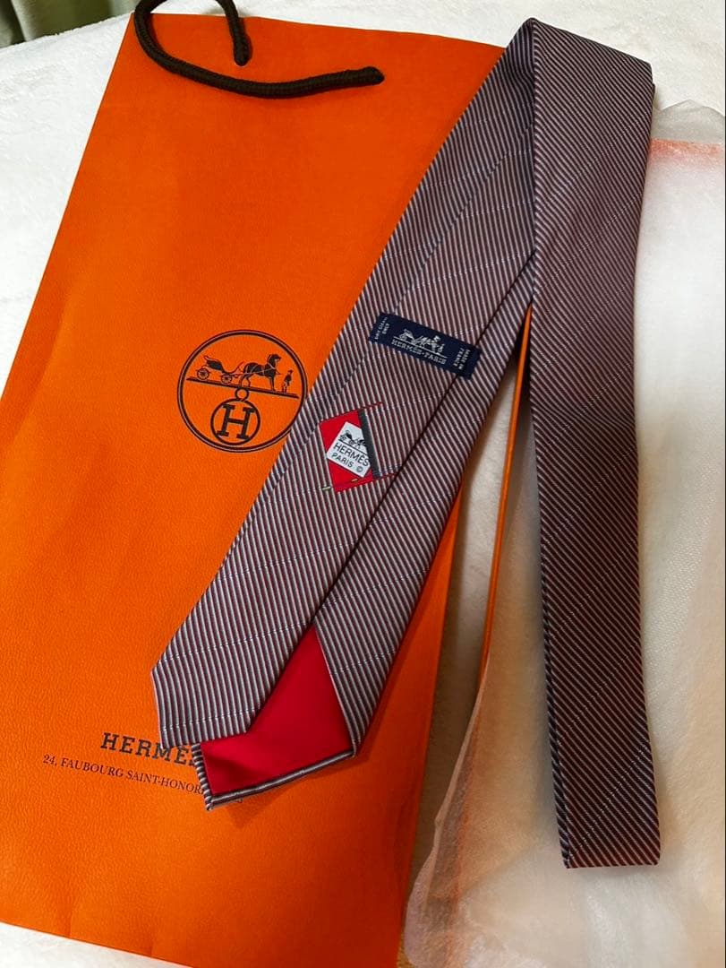 【新品】HERMES シルク ストライプ ネクタイ