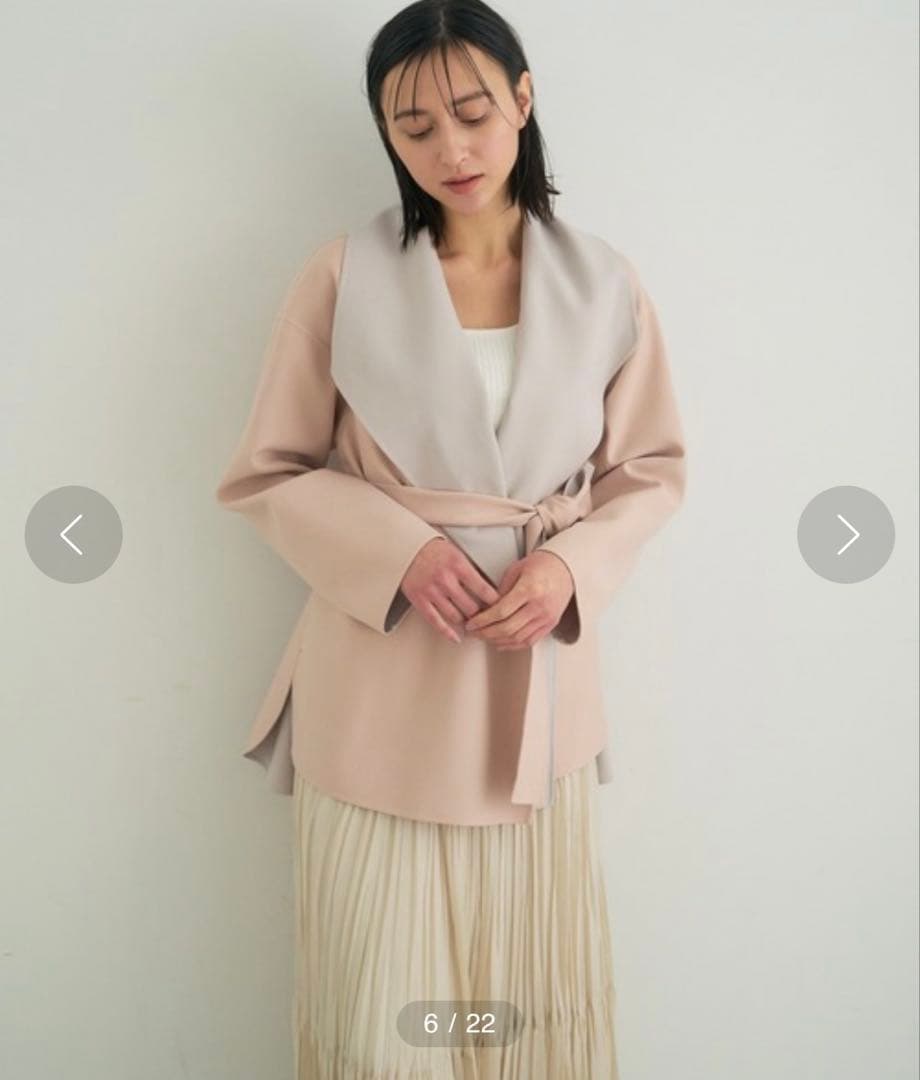 新品☆ANAYI カラーリバービッグカラーコート　ベルト付き/23区、セオリー