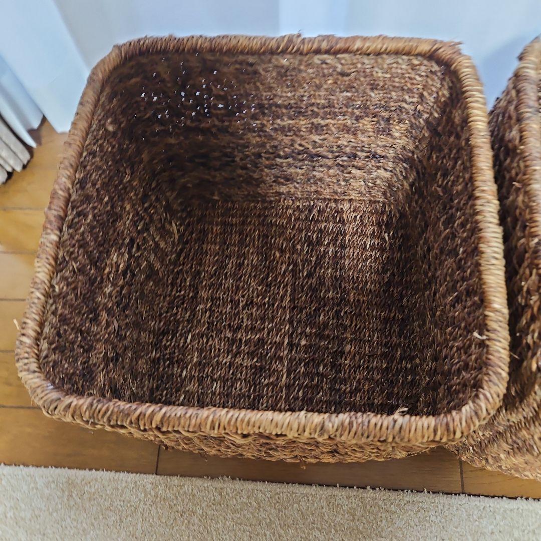 無印　バクバクオーバル　特大角形バスケット　2点　蓋付