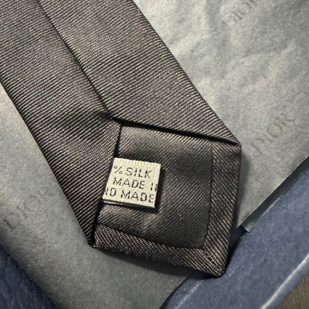 未使用タグ付 Dior ディオールオム ロゴ刺繍 ネクタイ ナローソリッドタイ