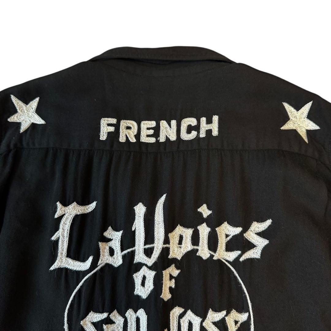 黒6段刺繍50s 60s King Louie レーヨン　ボーリングシャツL古