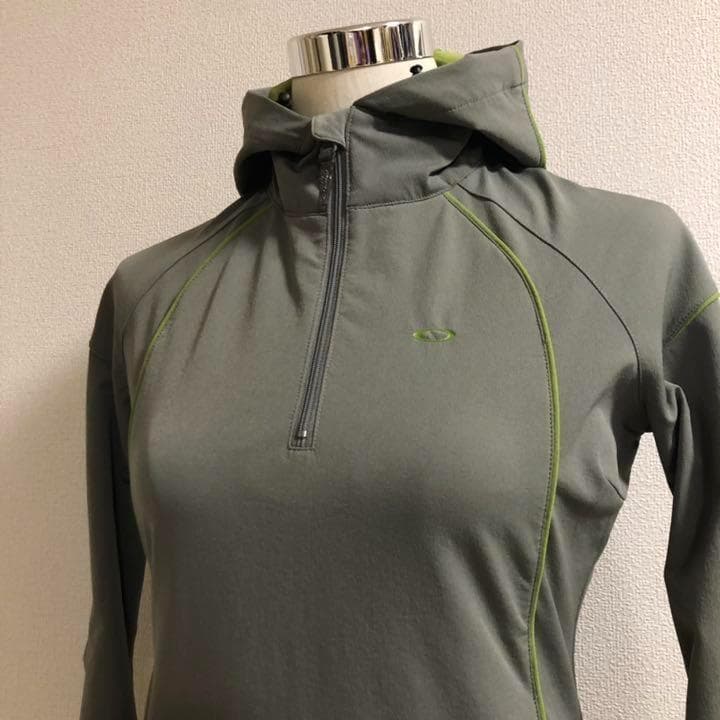 オークリー★ハーフジップ ストレッチ パーカー オリーブ XSサイズ(US)