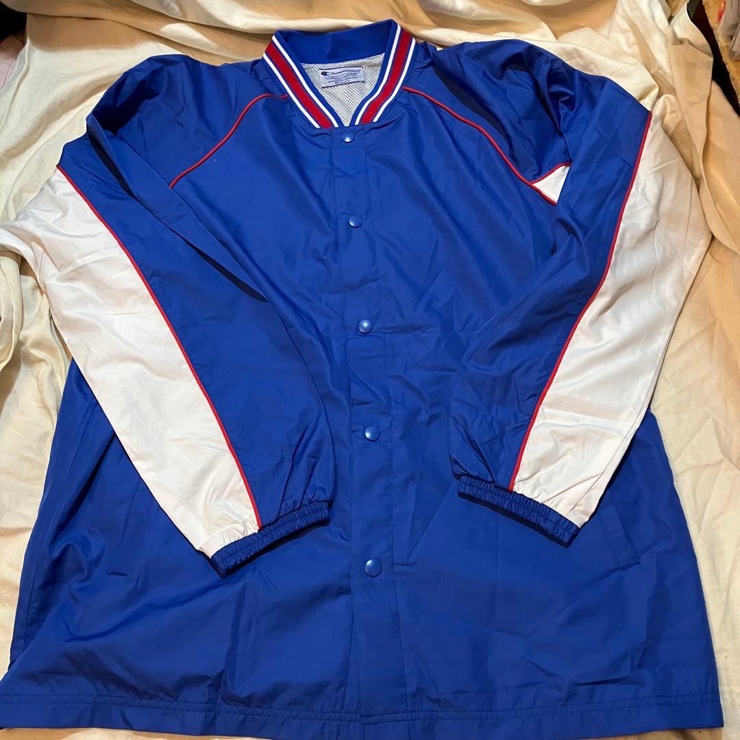 チャンピオンOサイズ青いナイロンウォームアップウェアセット(送料込み)