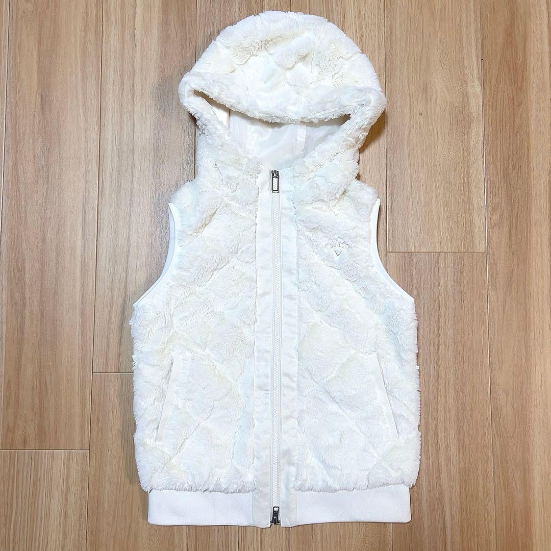 【美品】キャロウェイCallaway ゴルフウェア　ボア　ベスト 白系