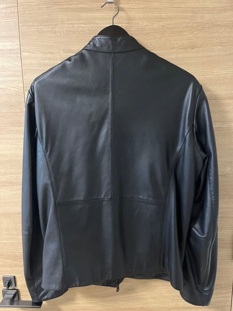 EMPORIO ARMANI ラムレザー シングル ライダース ジャケット 50