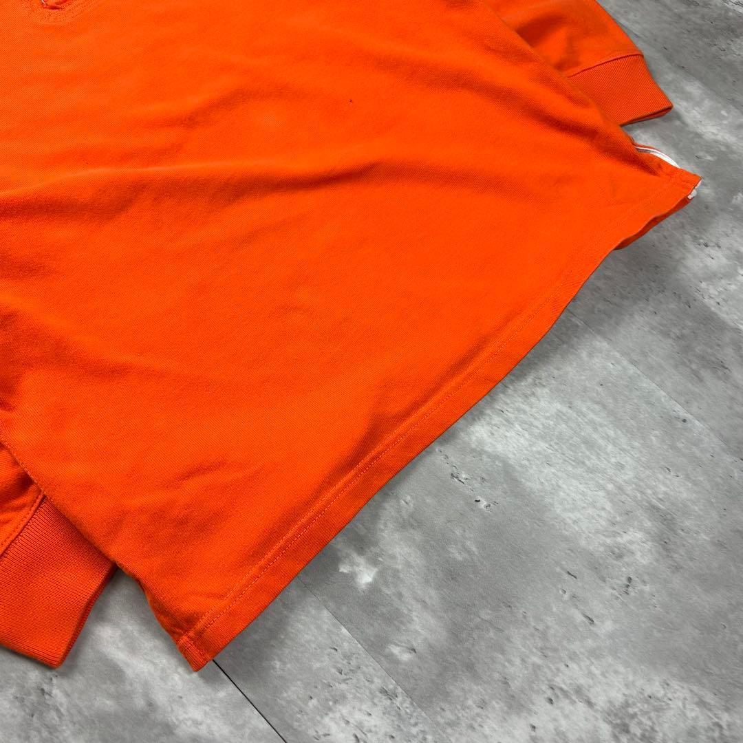 ラルフローレン 刺繍ロゴ エルボーパッチ ラガーシャツ オレンジ L 6132