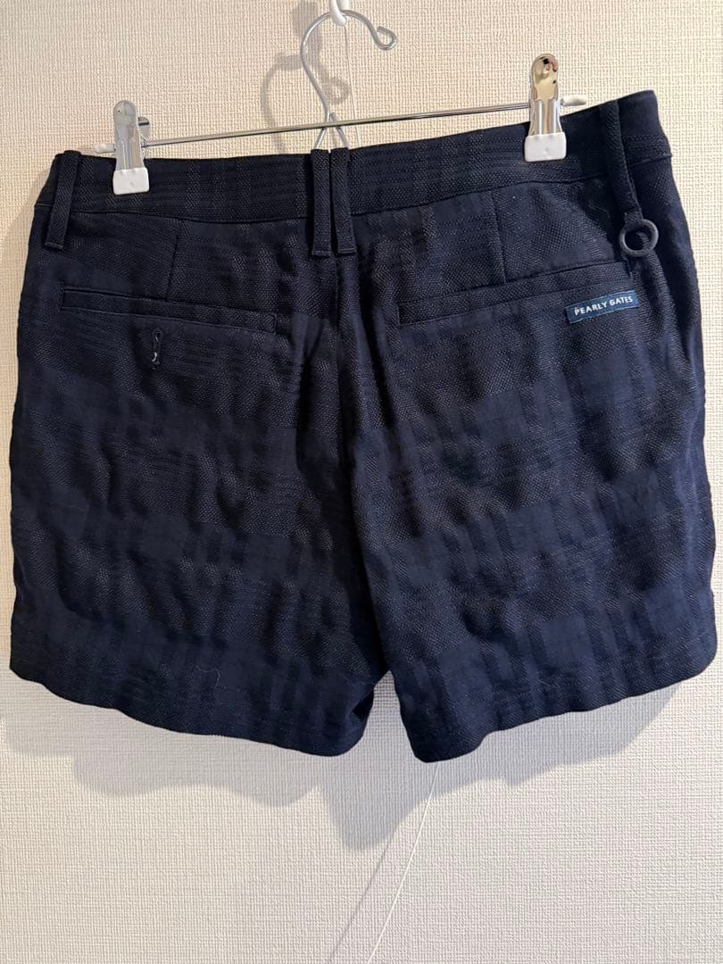|パーリーゲイツ ショートパンツ ネイビー チェック織生地 レディース 1