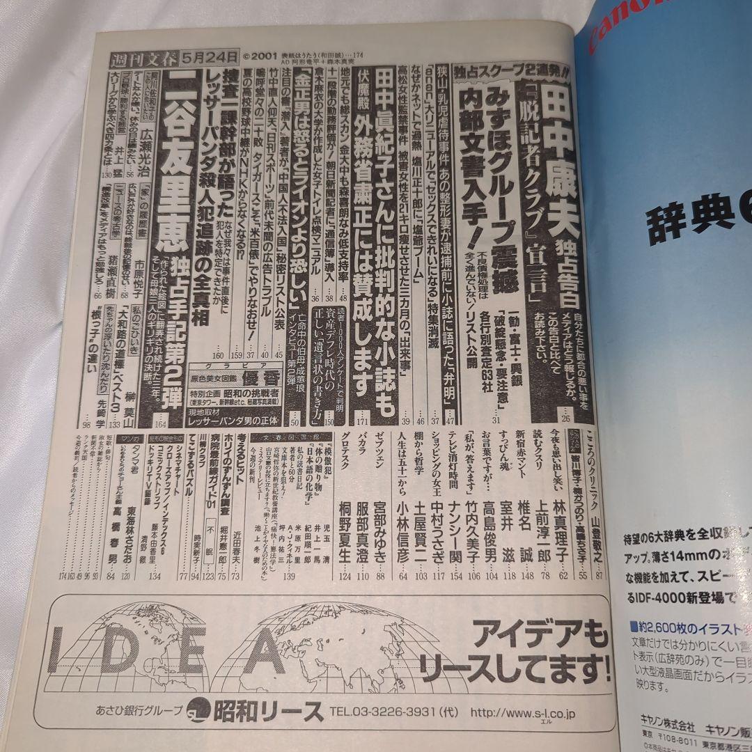 原色美女図鑑 優香 週刊文春 2001年(平成13年) 五月二十四日号