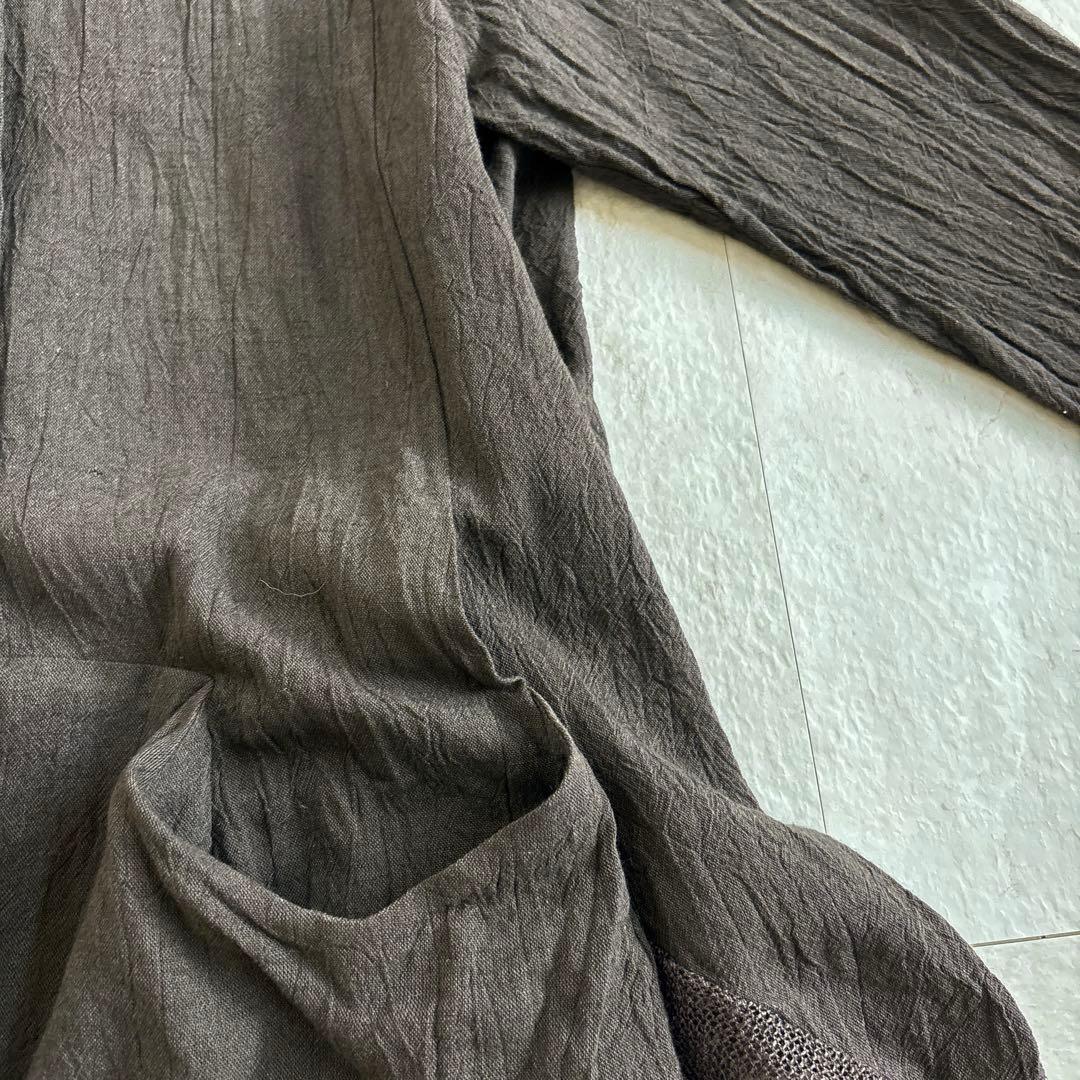 慈雨　ジウ　センソユニコ 変形　アシンメトリー　デザインシャツ シワ加工 リネン