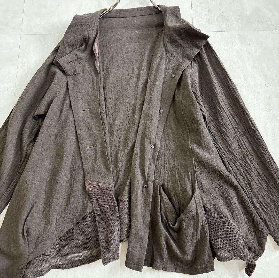 慈雨　ジウ　センソユニコ 変形　アシンメトリー　デザインシャツ シワ加工 リネン