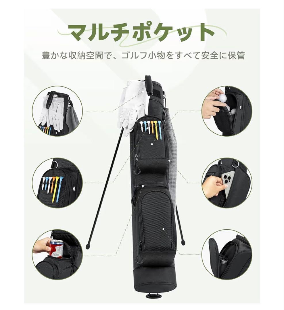 RIOROO ゴルフバッグ ブラック 9本収納