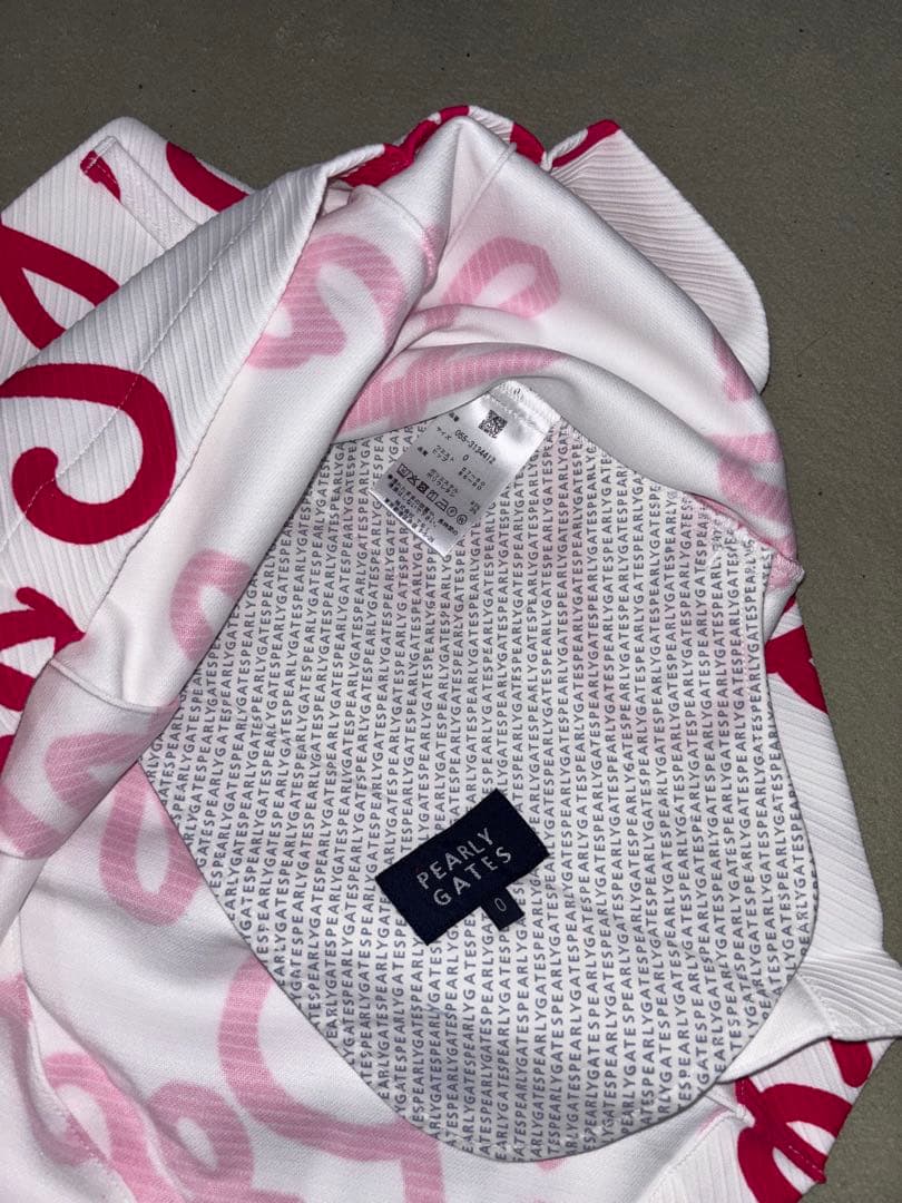 （新品）パーリーゲイツ 、筆記体ロゴグラフィック柄、セットアップ、サイズ0