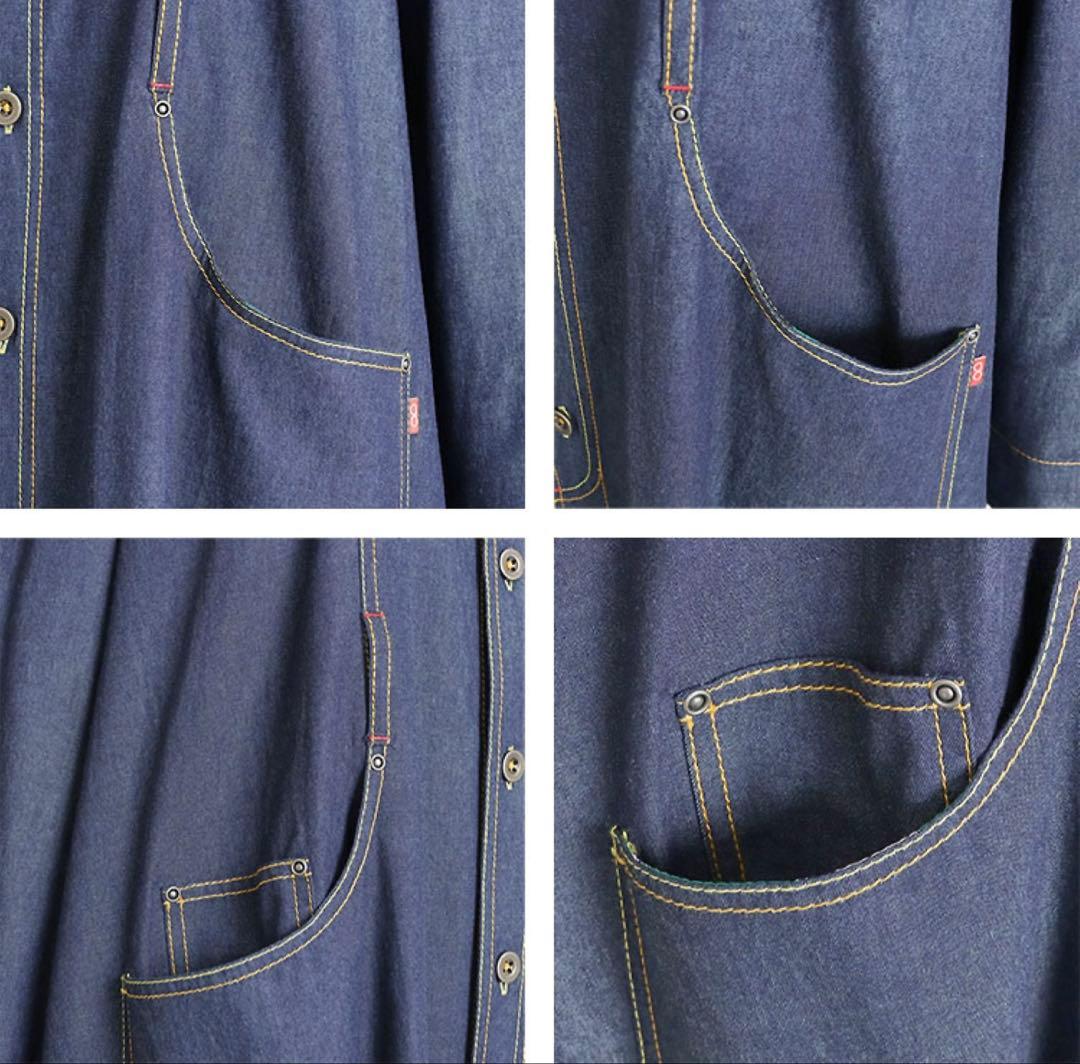 【希少】河谷シャツ シャツワンピース ジーンズワンピース デニム M インディゴ