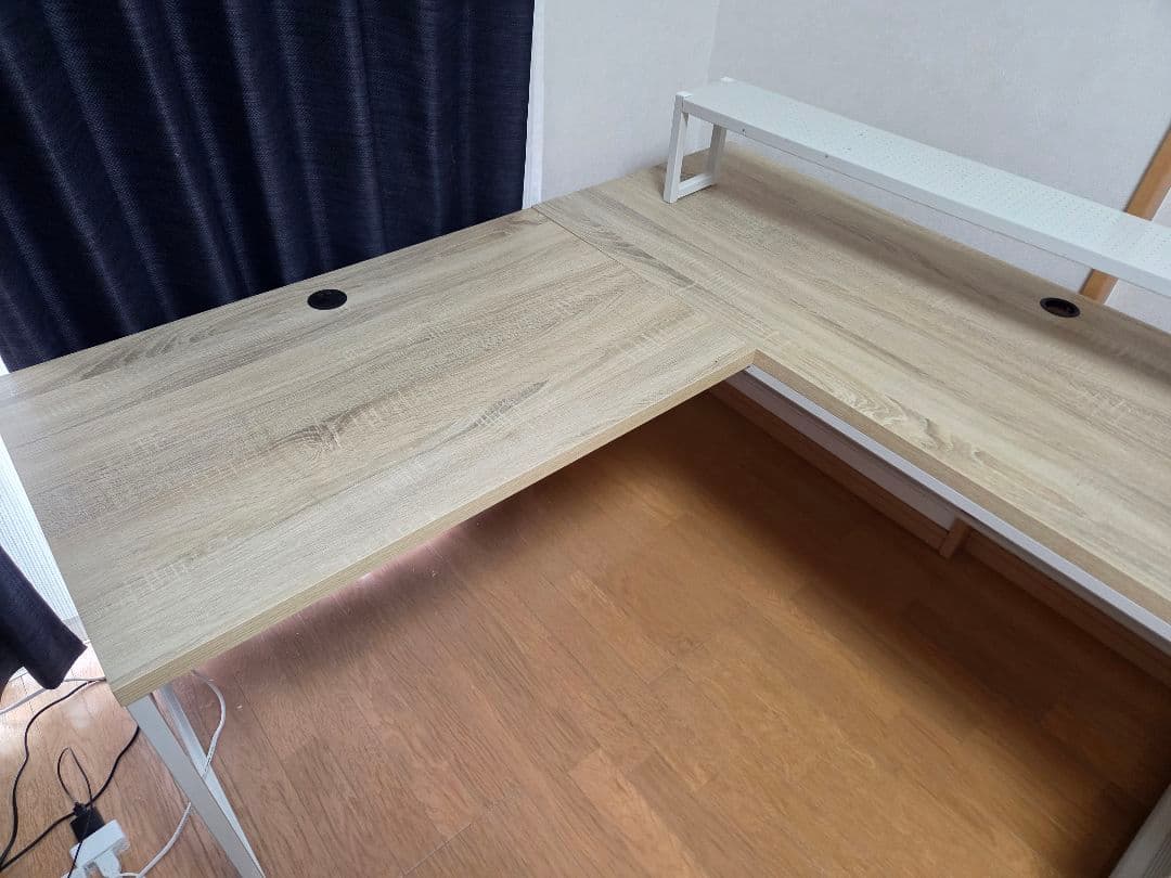 L字型パソコンデスク 上部棚付き