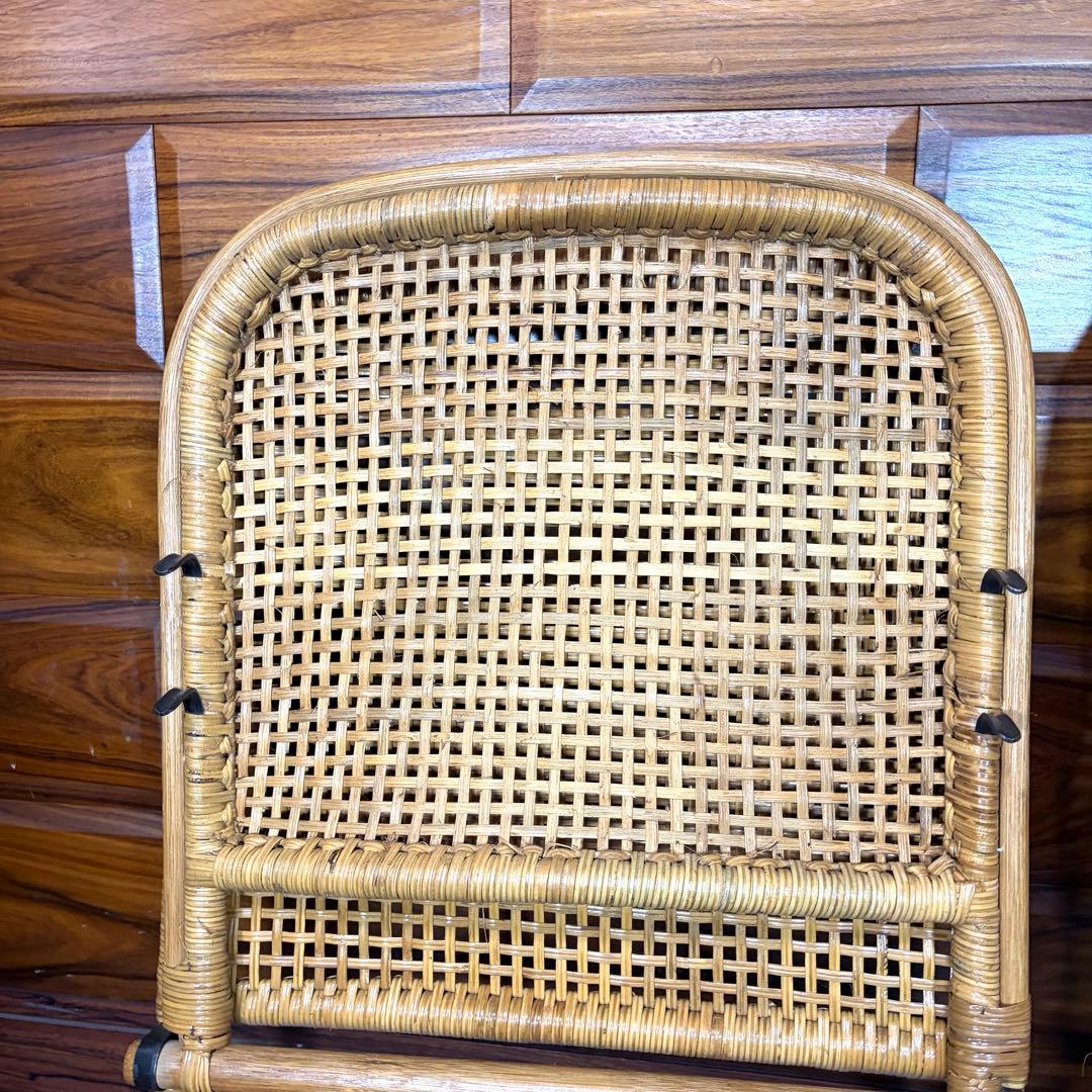 ラタン 籐 座椅子 2脚セット 折りたたみ 2段階リクライニング ヴィンテージ