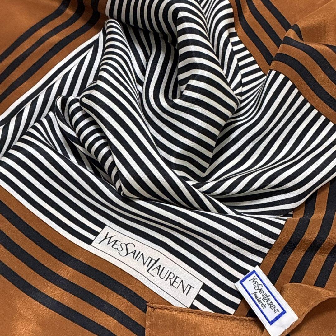 極美品★YVES SAINT LAURENT シルク100% スカーフ ストール