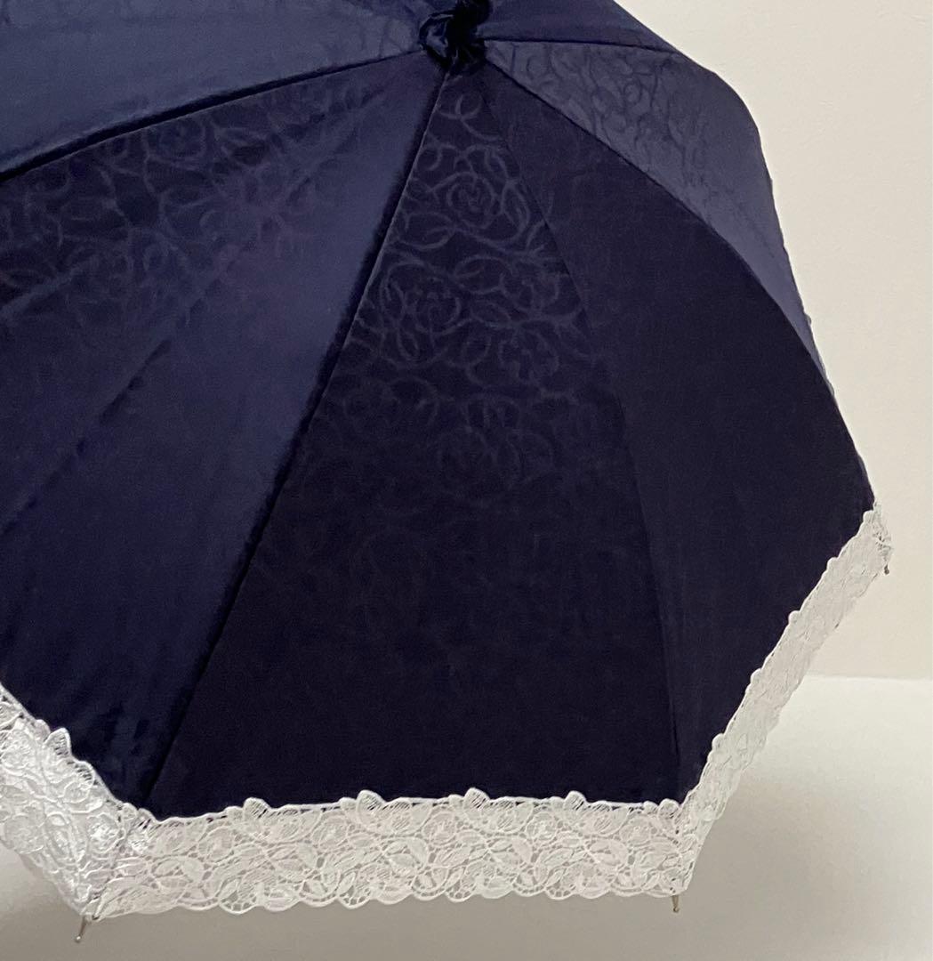 資生堂ノベルティ『非売品』濃紺 レース付き 長傘　晴雨兼用