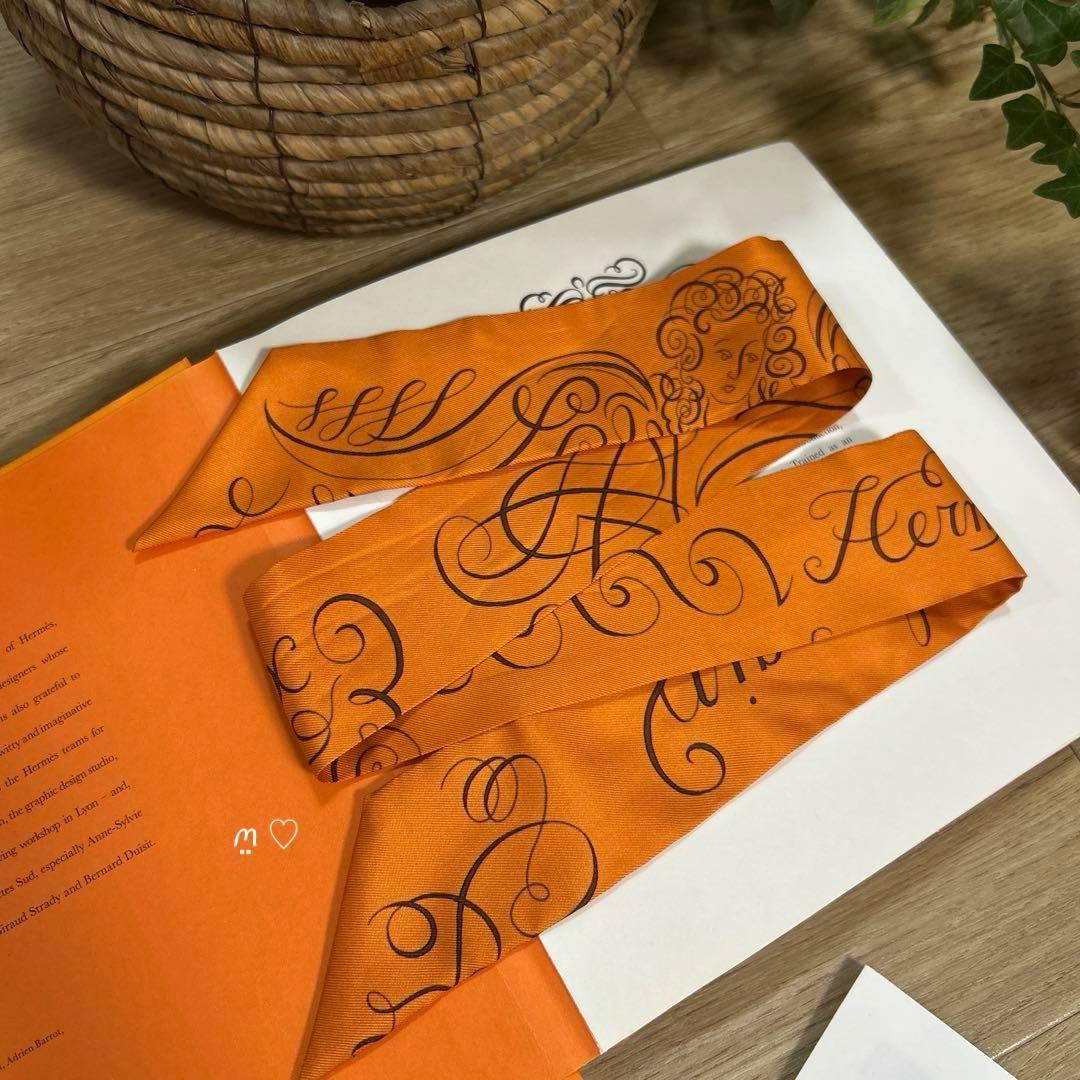 HERMES　エルメス　ツイリー　手を差し伸べる　天使柄　シルクリボンスカーフ