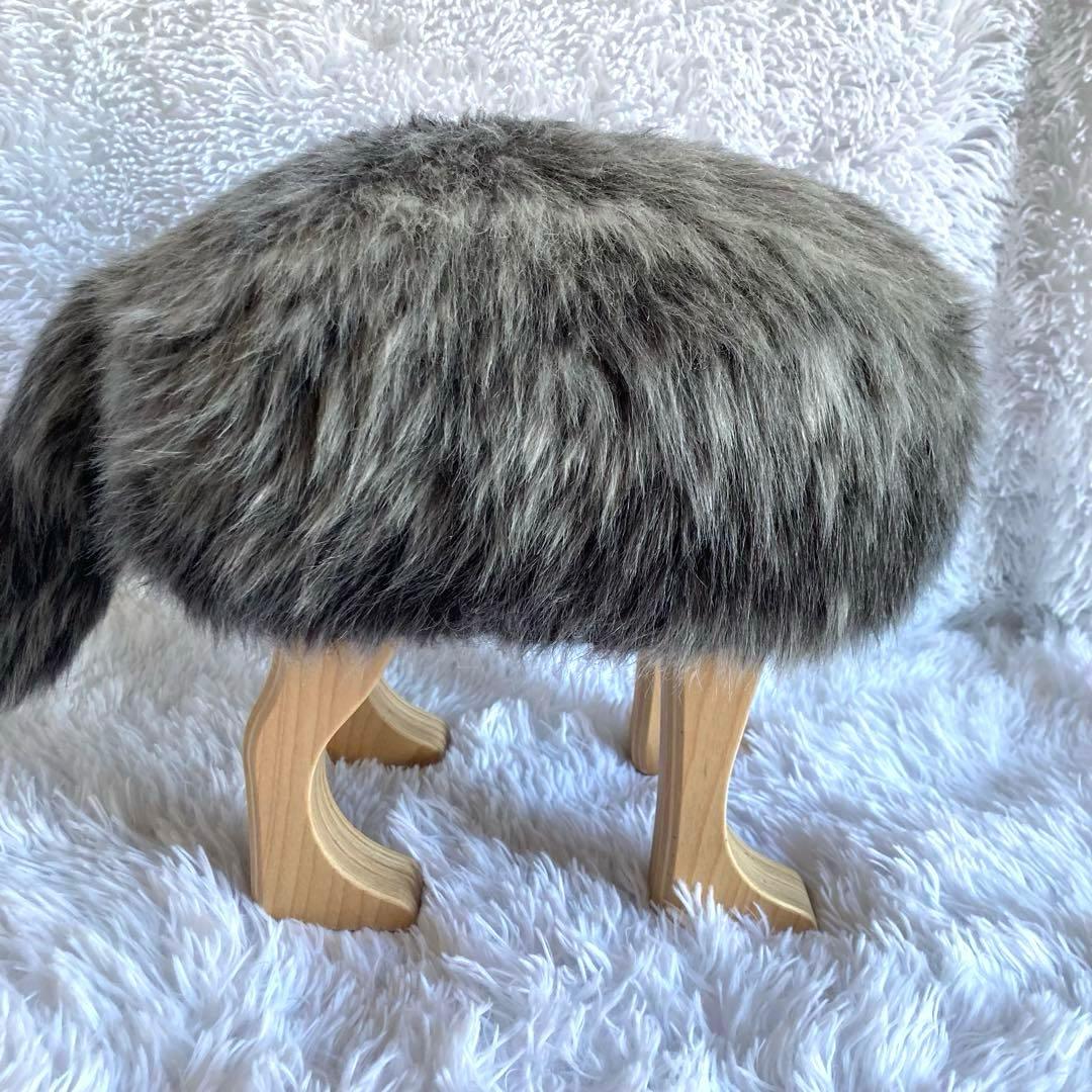 匠工芸 アニマル スツール ウルフグレー ミックス S オットマン STOOL