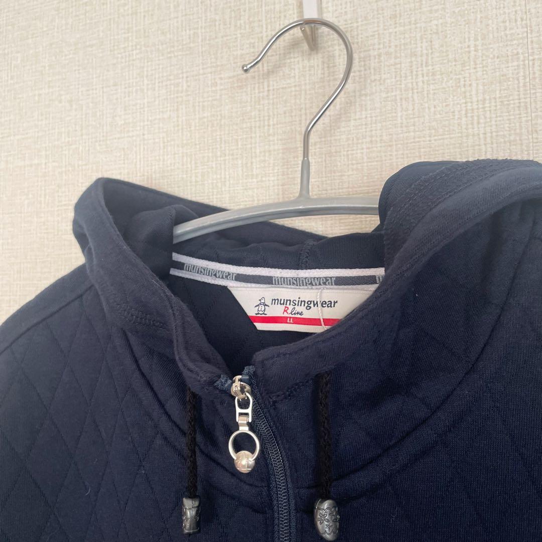 新品☆タグ付き マンシング レディース フード パーカー 長袖 ネイビー LL