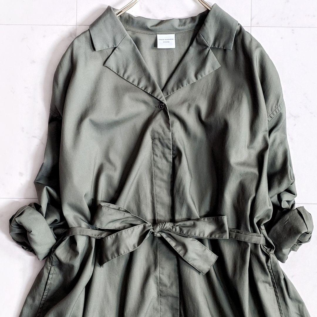 極美品✨アーバンリサーチドアーズ オープンカラー コットンシャツワンピース