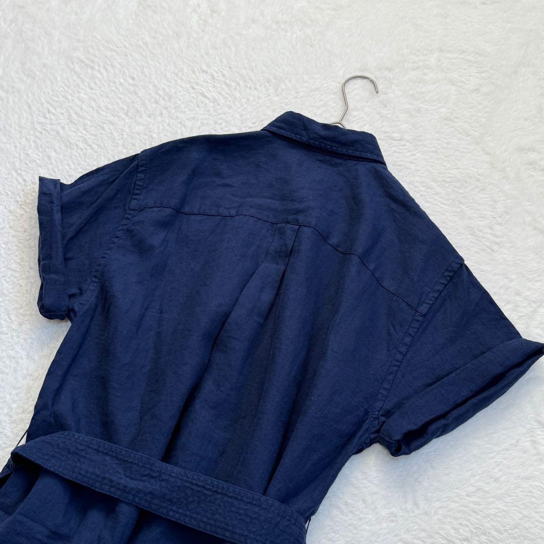 25SS現行/RL+ ポロラルフローレン リネン100 マキシ丈 シャツワンピ