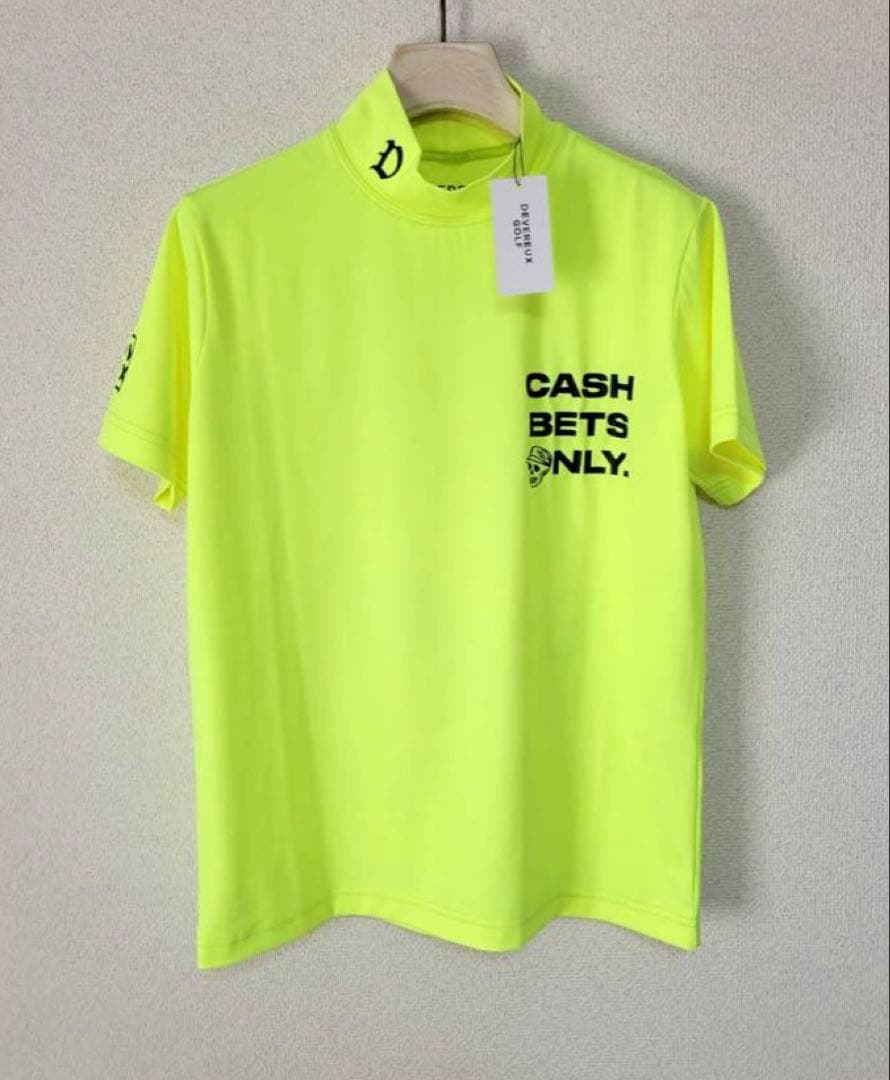 新品【デヴァローゴルフ】バックプリント ハイネック 半袖Tシャツ （Ｍ）