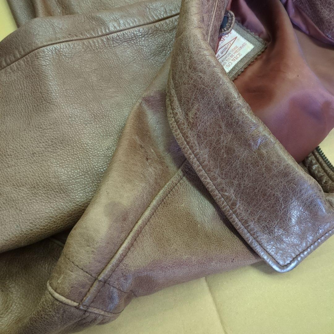 革ジャン茶色（古着）牛革サイズL