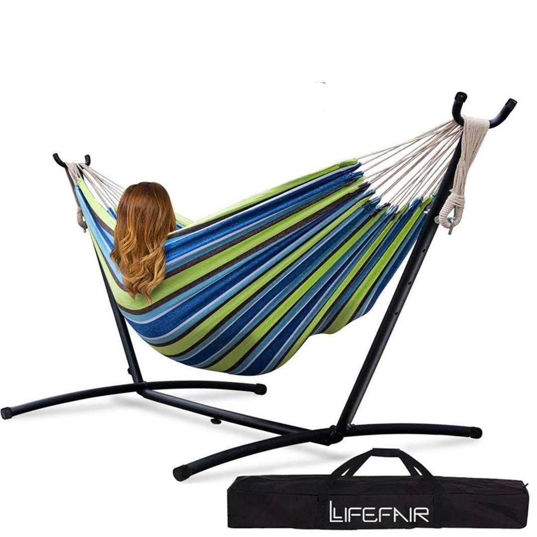 LIFEFAIR ハンモック 300Kg耐荷重 収納バッグ付き 自立式スタンド