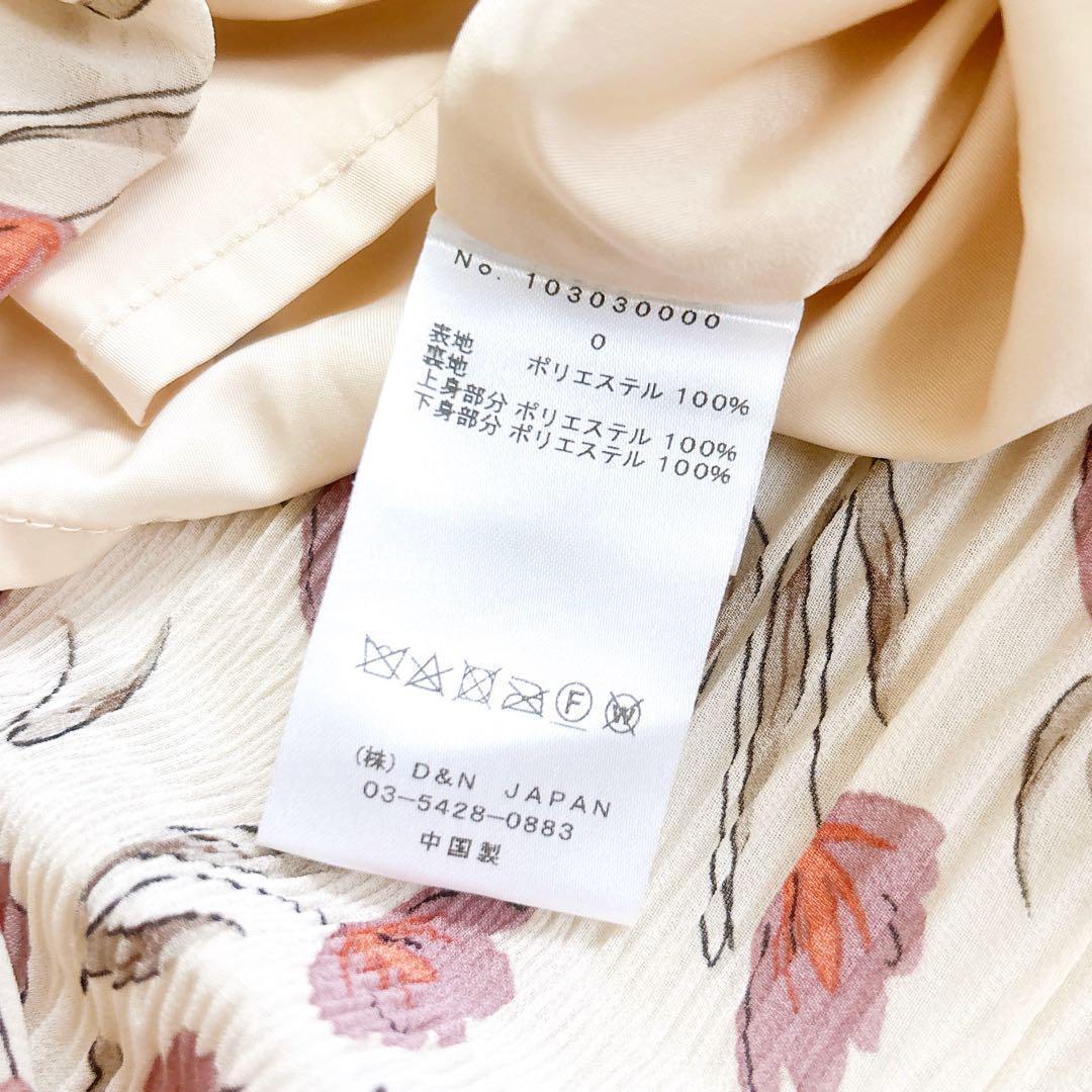 DEICY シフォンフラワープリーツワンピース 花柄 フリル 白 ピンク S