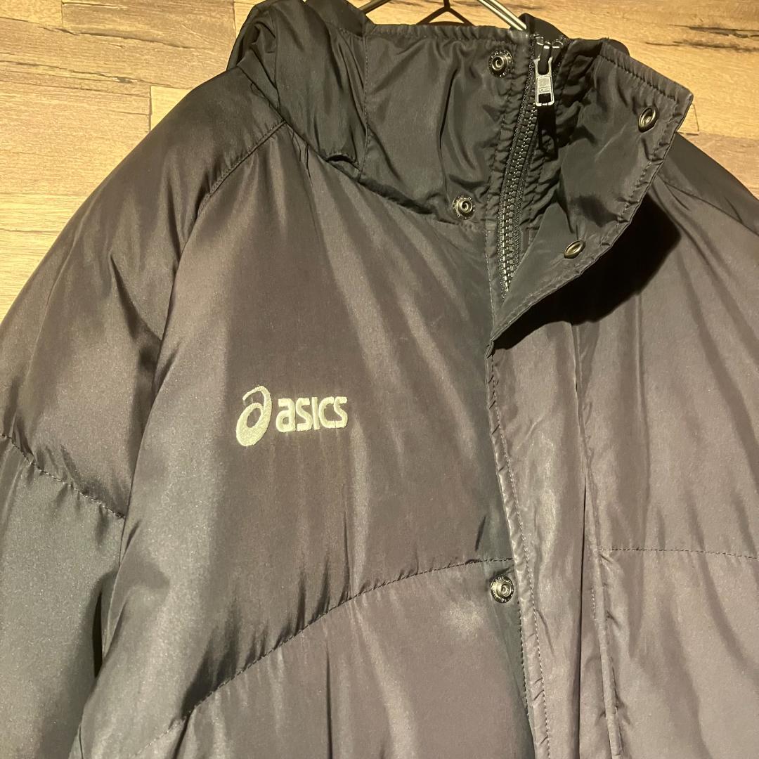 asics　ベンチコート　XA728N　ダウン70%/黒/フード　サイズL