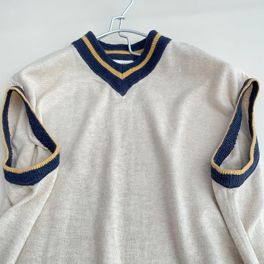 美品✨45R SDL チルデンニットベスト Vネック R刺繍　コットン　F