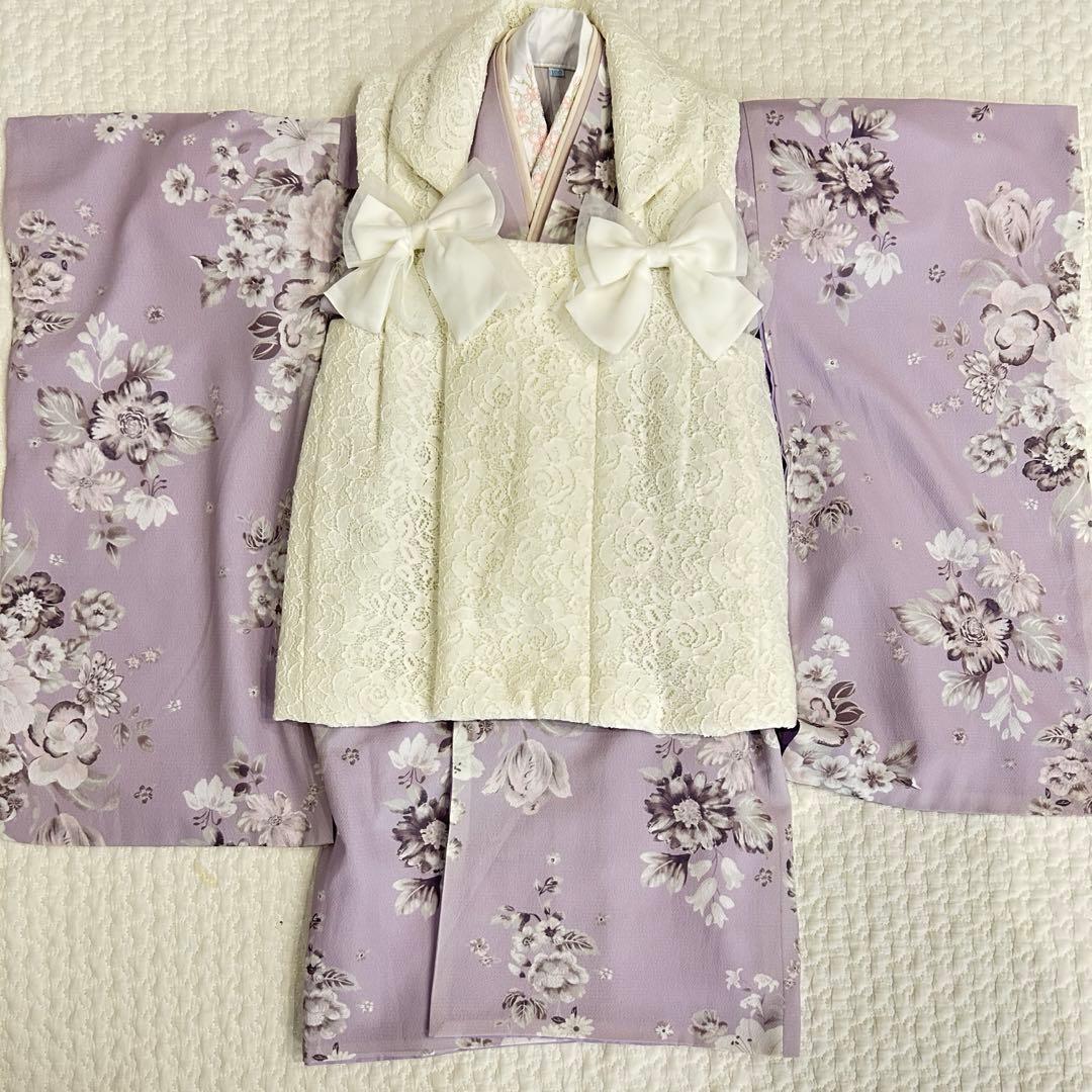 キャサリンコテージ　七五三　着物　被布　ブーツ　ベレー帽　セット　３歳　女　紫