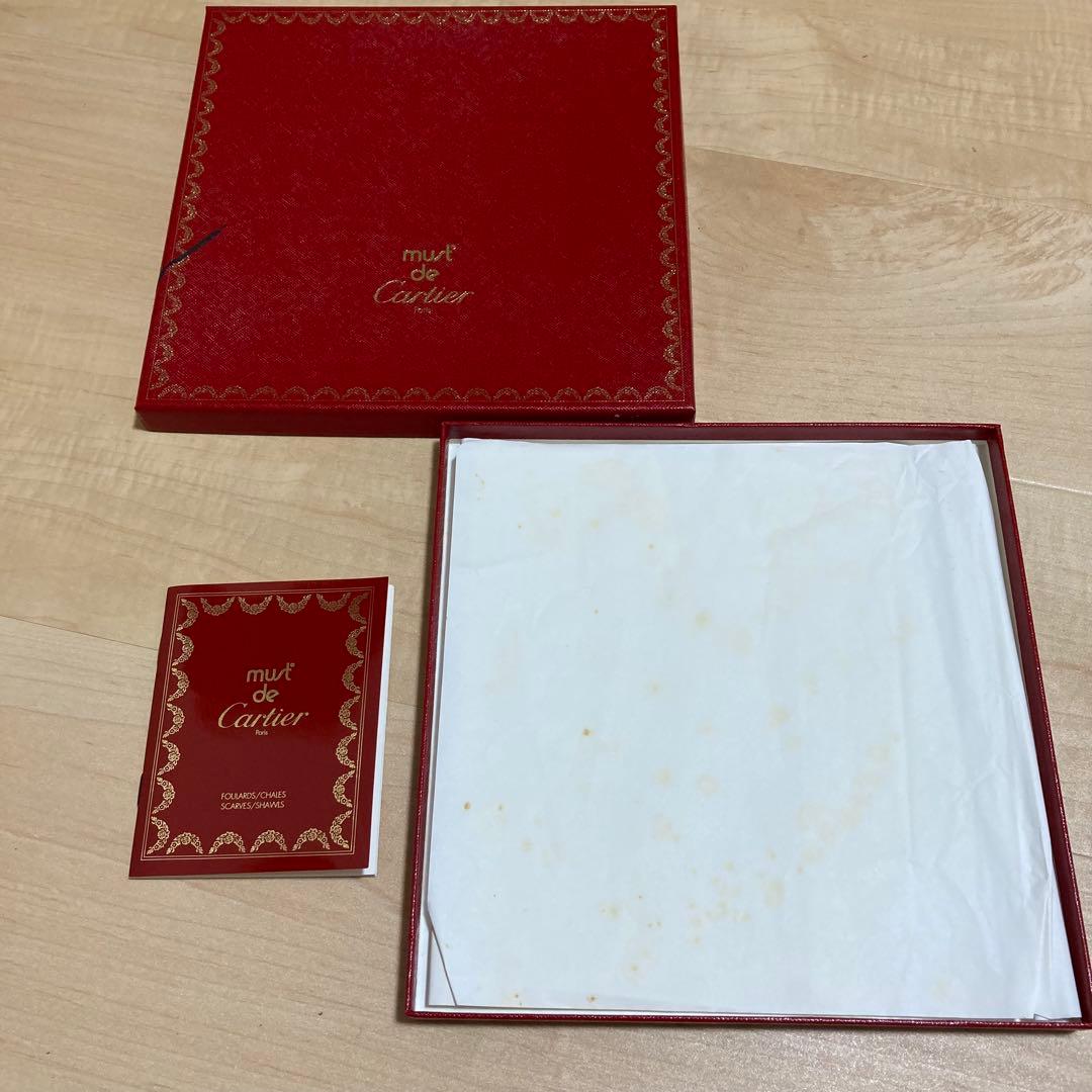 Cartier カルティエ シルク100% フラミンゴ 宝石 総柄 スカーフ