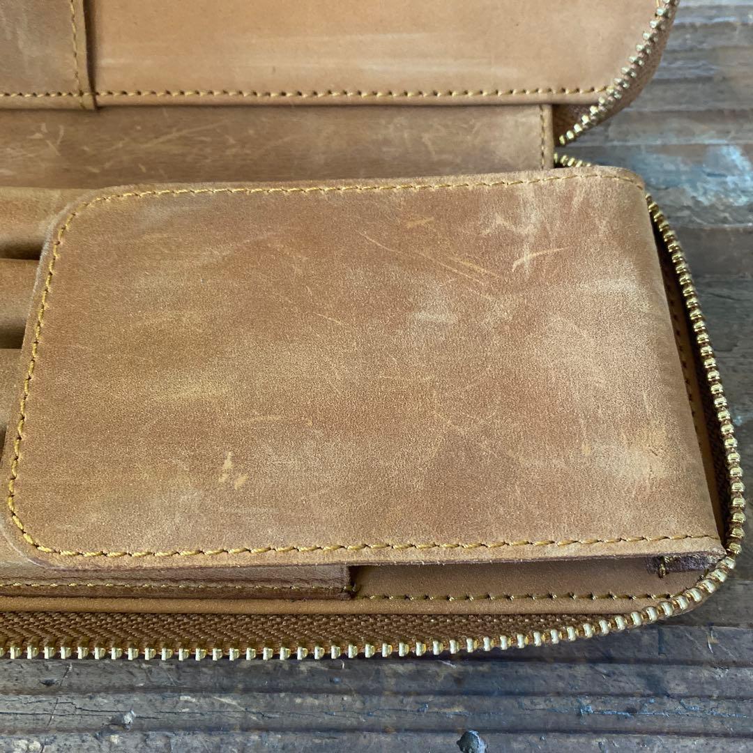 Bahagia&Craft レザー筆箱　ラウンドジップペンケース