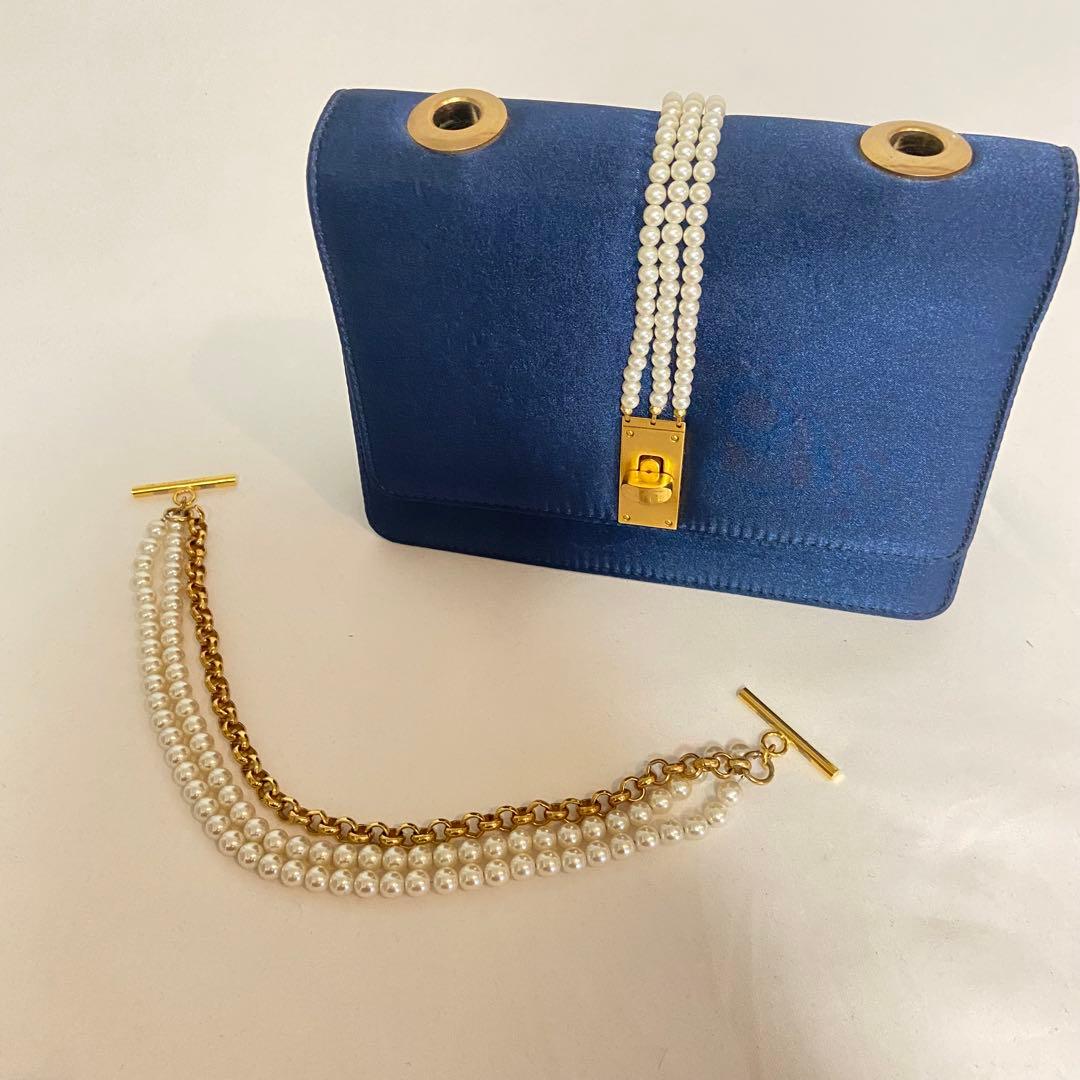 モスキーノ 2way チェーンバッグ クラッチバッグ パール ゴールド 希少レア