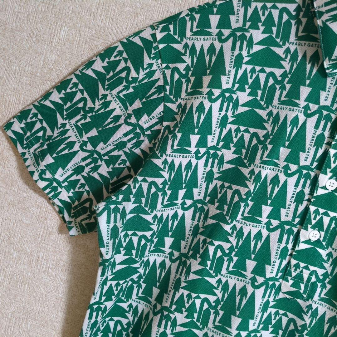 パーリーゲイツ ゴルフウェア 半袖シャツ ヘリンボン ツリー柄 XL