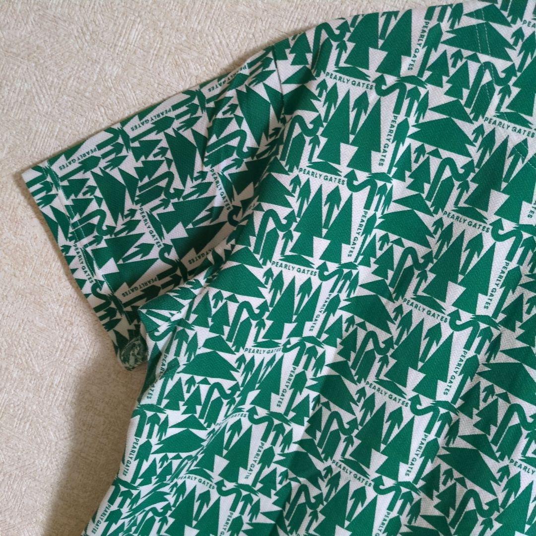 パーリーゲイツ ゴルフウェア 半袖シャツ ヘリンボン ツリー柄 XL